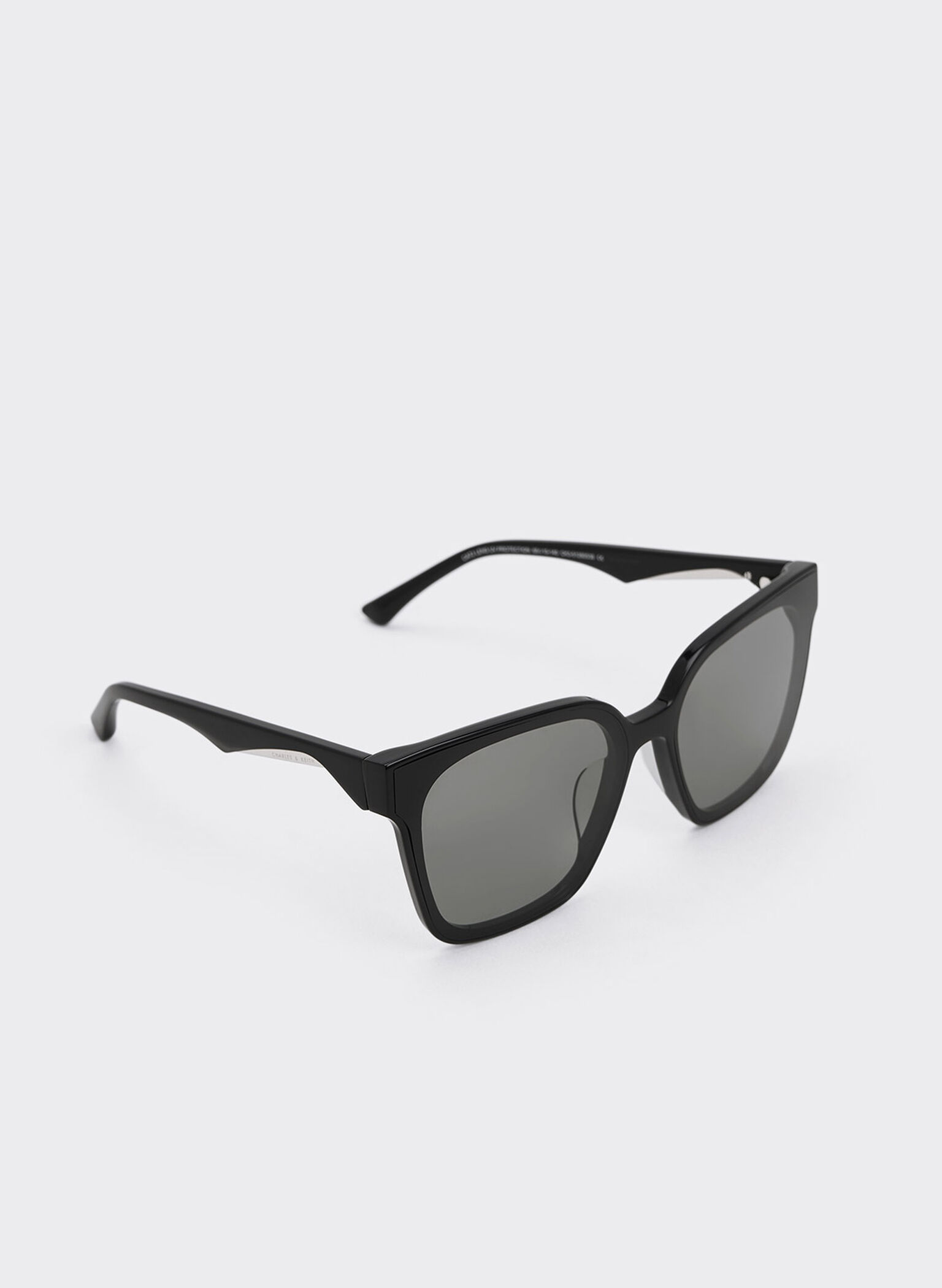 Square Thick-Frame Sunglasses, Black, hi-res