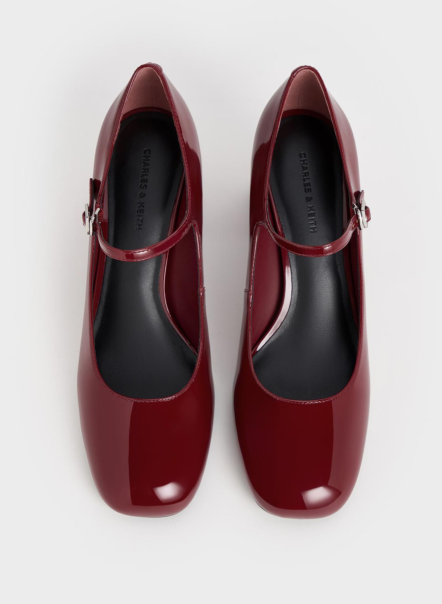 Patent Block-Heel Mary Jane Pumps, Maroon, hi-res