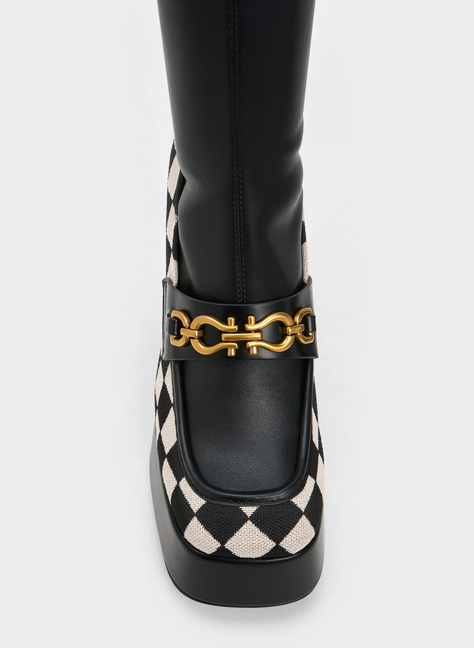 Checkered Metallic Accent Platform Ankle Boots, Multi, hi-res