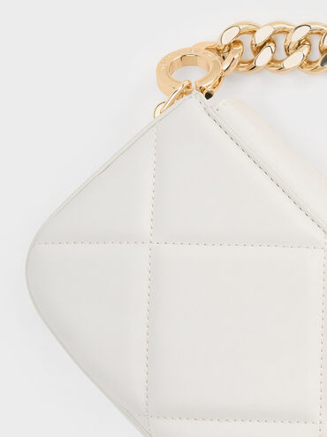 Mini Danika Chunky Chain Padded Bag, White, hi-res