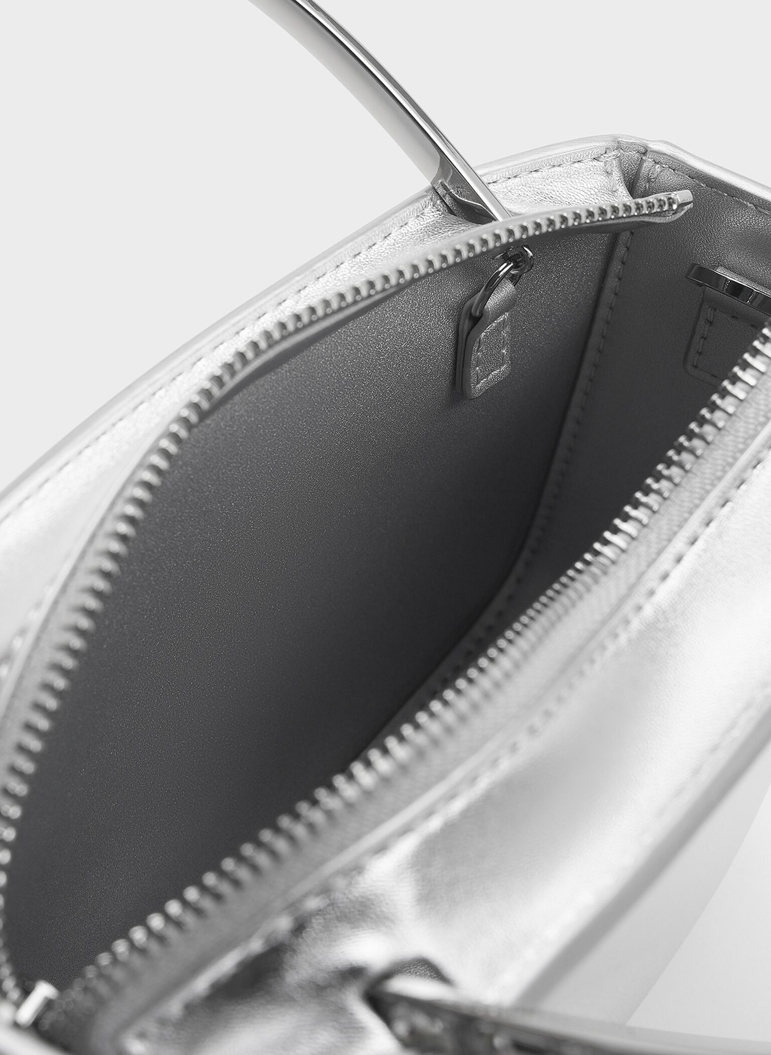 Satin Crystal-Embellished Top Handle Bag, Dusk Silver, hi-res