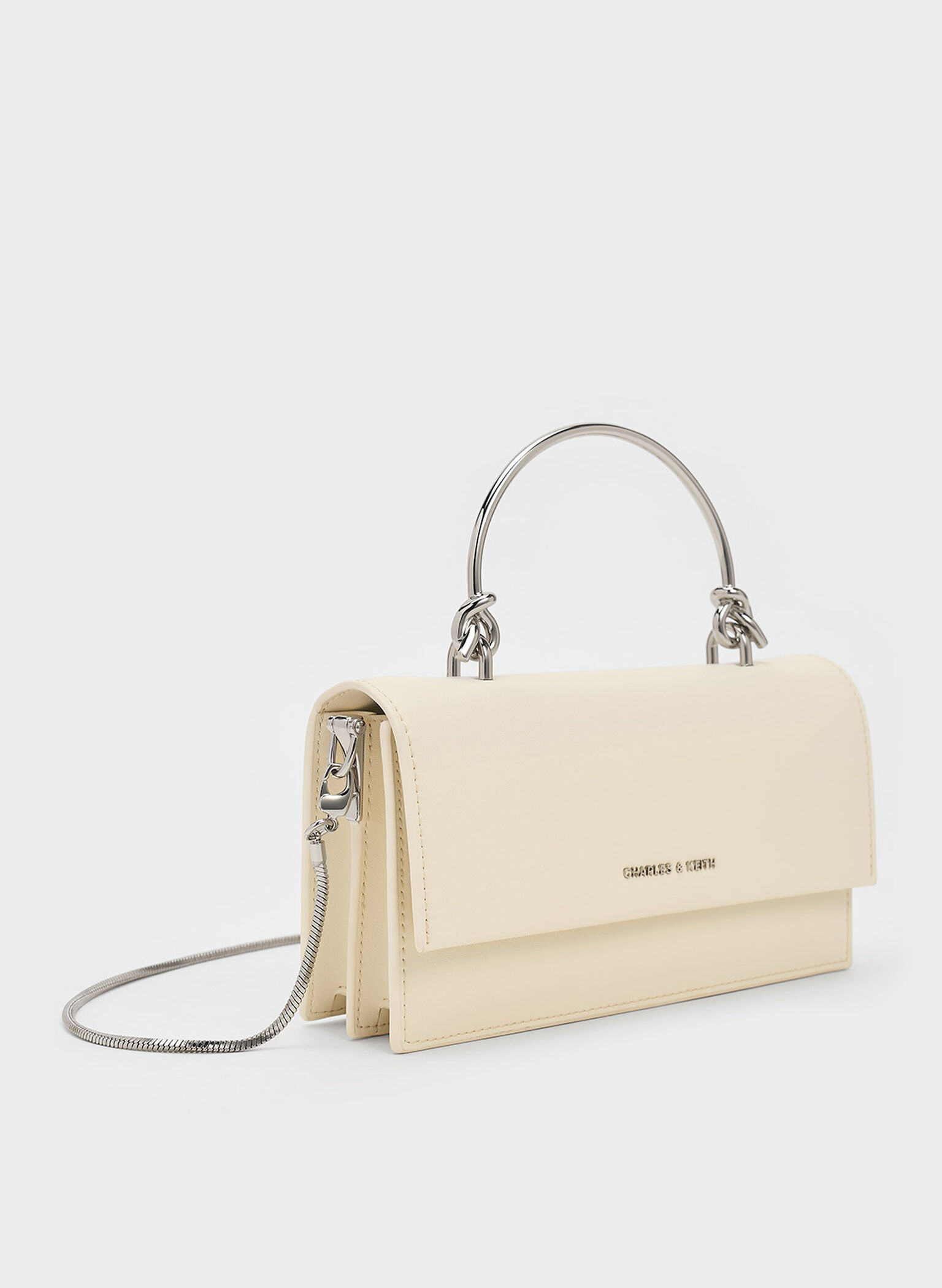 Kristine Sculptural-Handle Long Wallet, Cream, hi-res