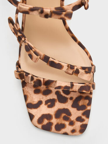 Jessy Recycled Polyester Leopard-Print Bow Heeled Sandals, Multi, hi-res