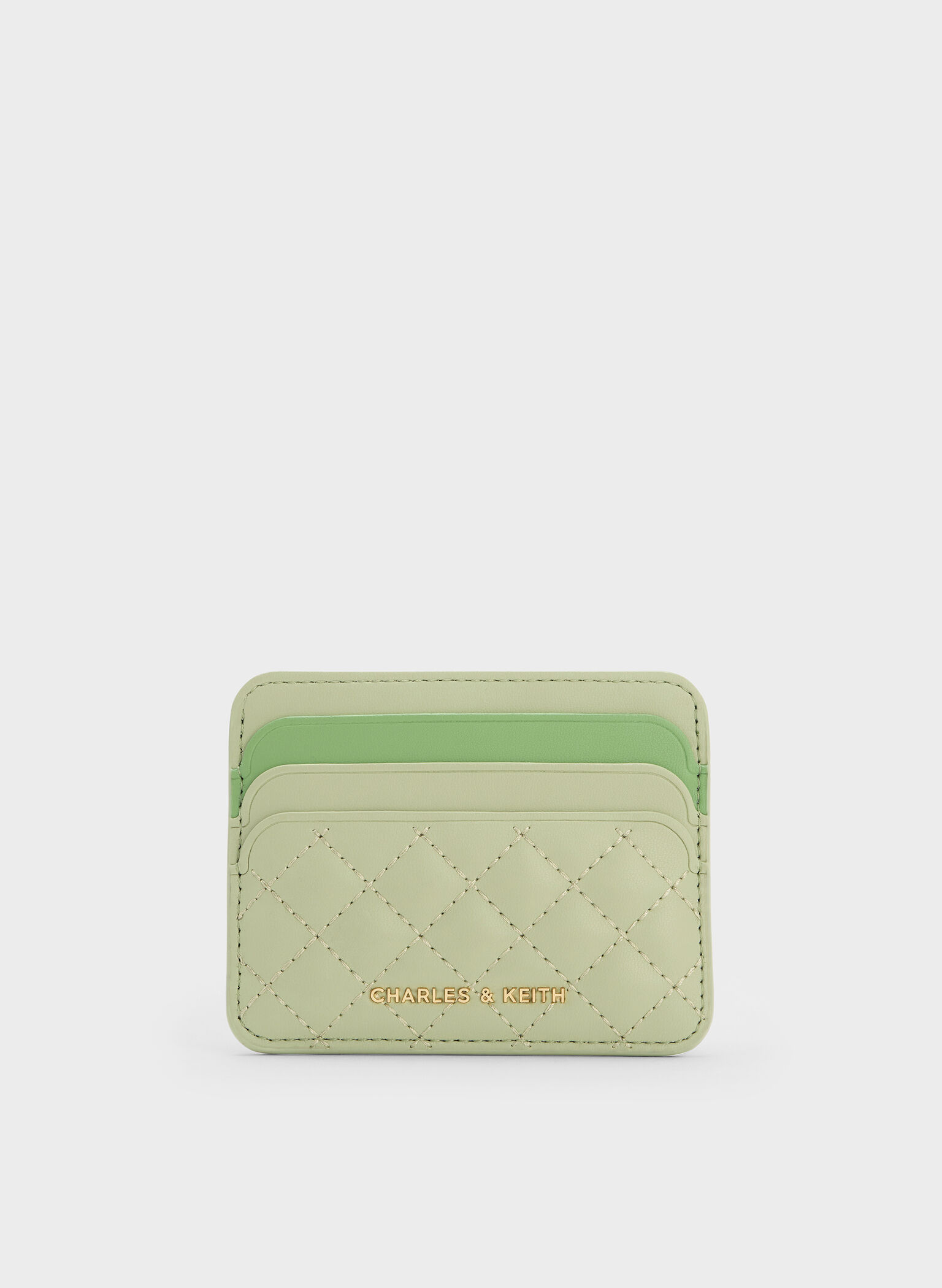 Cleo Two-Tone Quilted Card Holder, Matcha Green, hi-res