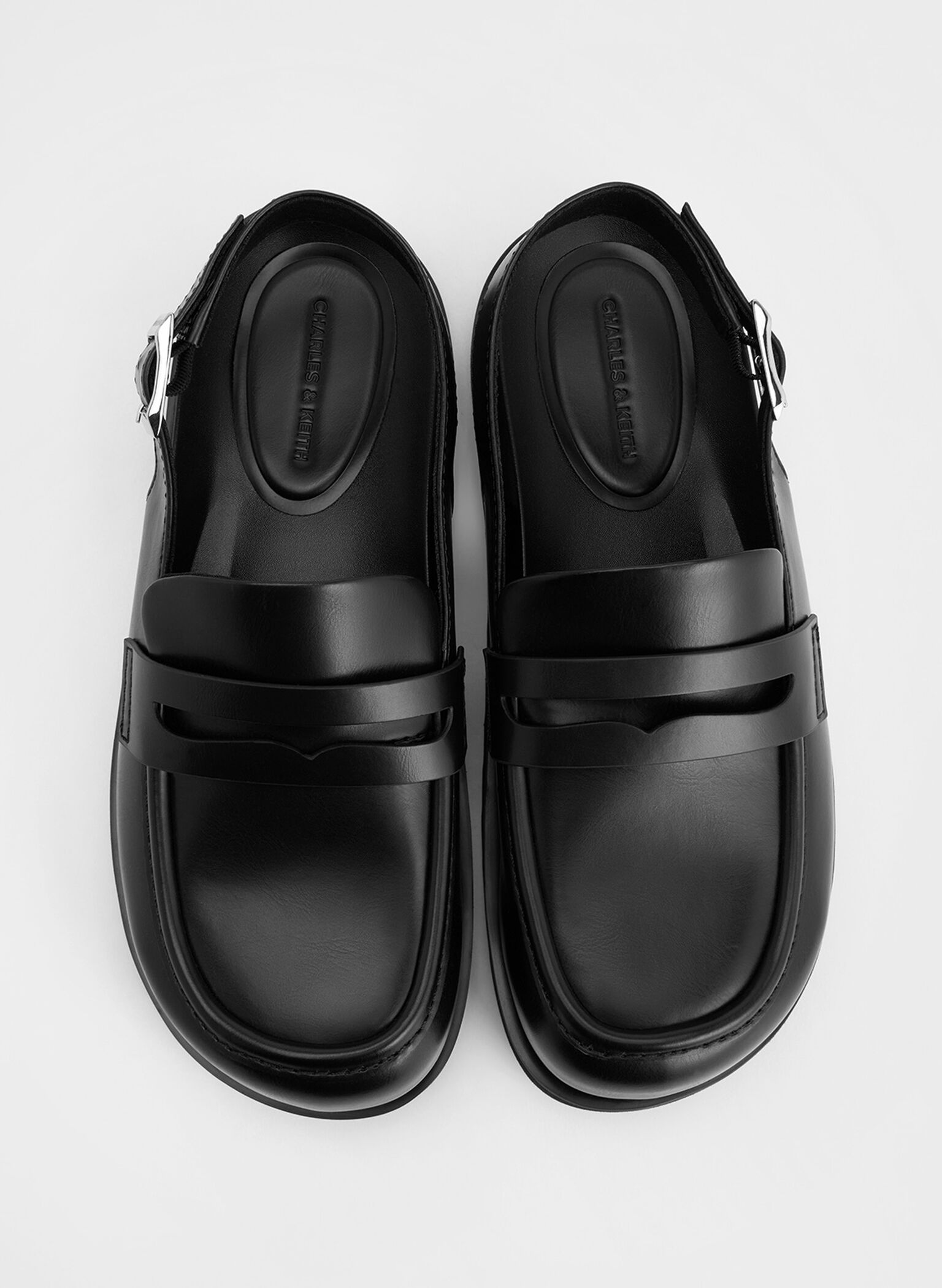 Slingback Penny Loafers, Black, hi-res