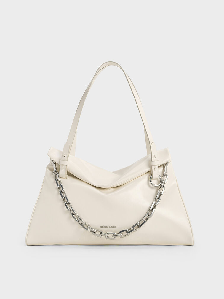 Andromeda Chunky-Chain Trapeze Tote Bag, Cream, hi-res