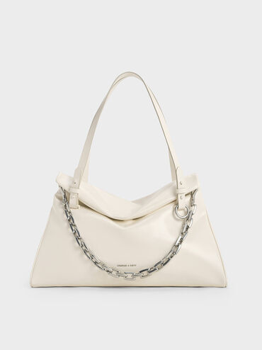 Andromeda Chunky-Chain Trapeze Tote Bag, Cream, hi-res