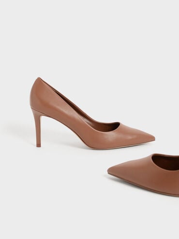 Emmy Pointed-Toe Stiletto Pumps, Brown, hi-res