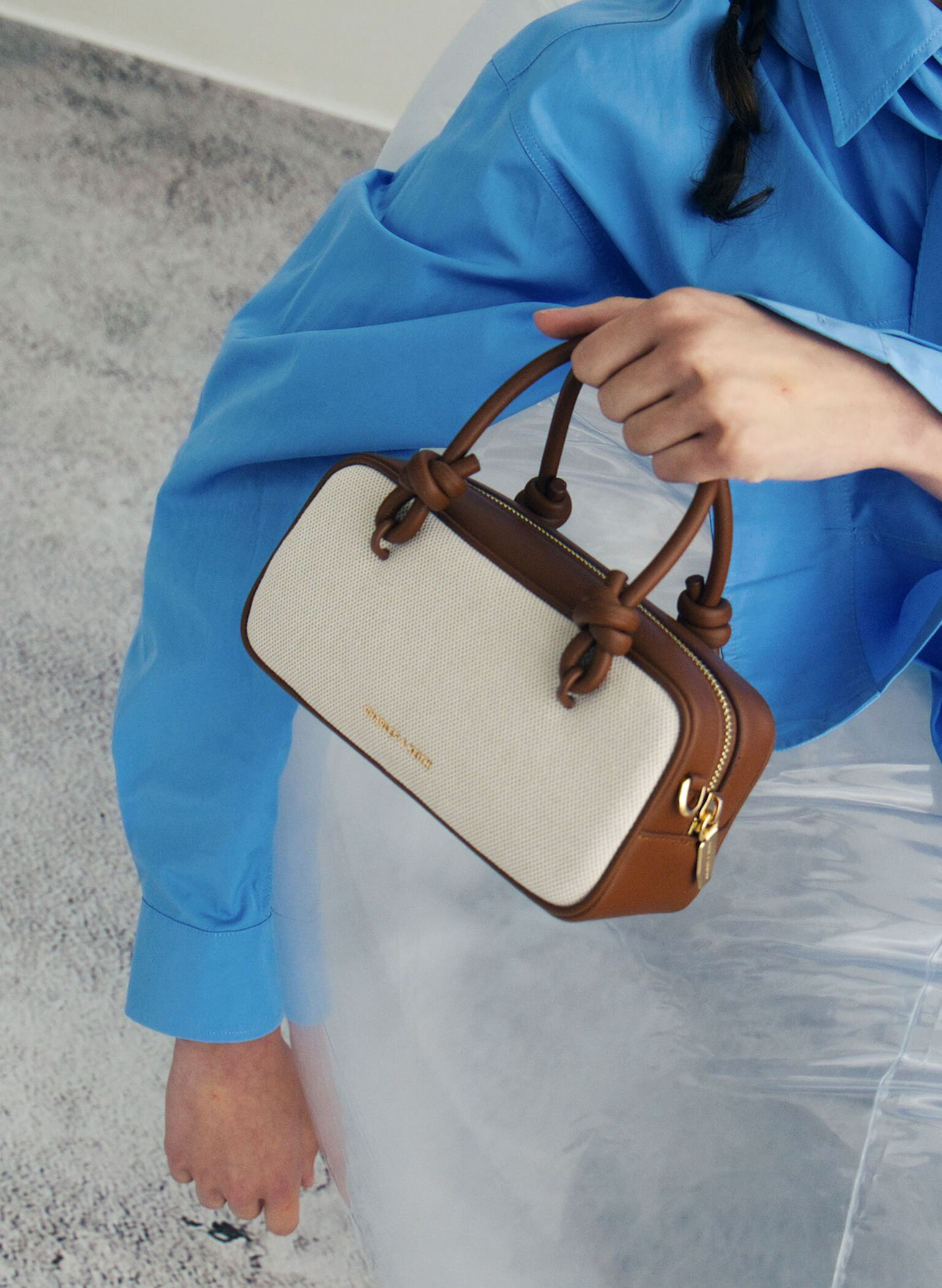 Sammie Canvas Knotted-Handle Elongated Bag, Taupe Canvas, hi-res