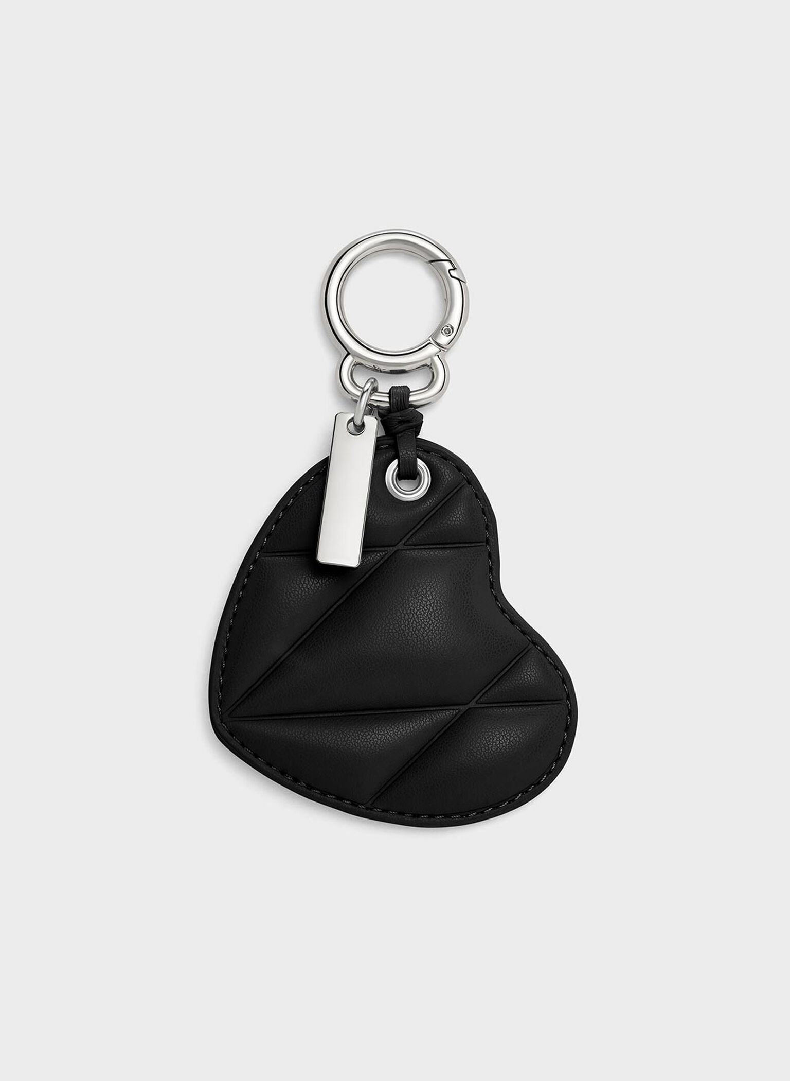 Heart Quilted Mirror Charm, Noir, hi-res