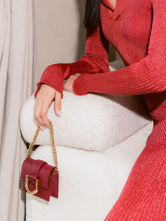 Lunar New Year Collection: Micro Gabine Leather Bag, Red, hi-res