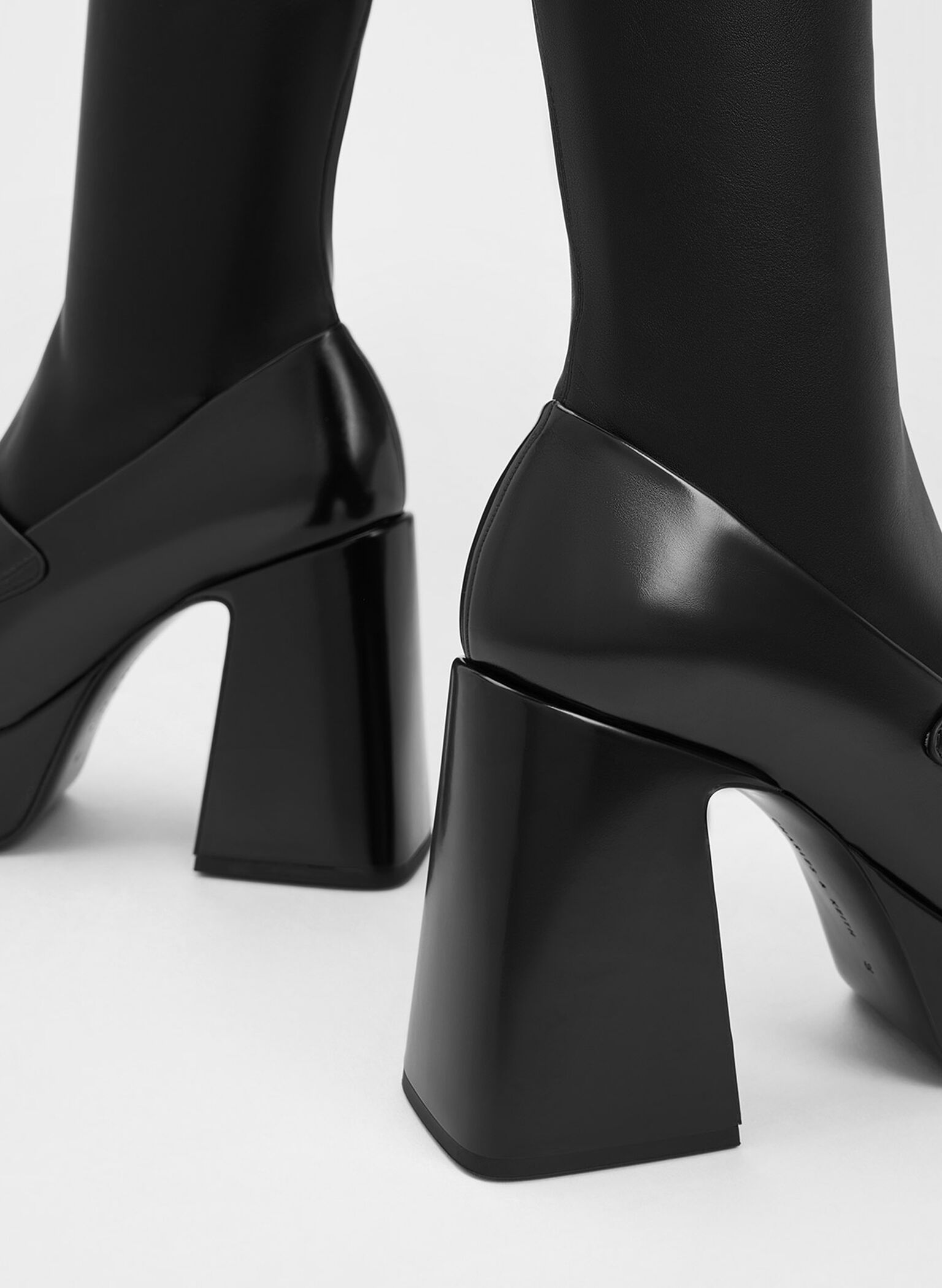 Metallic Accent Platform Ankle Boots, Black, hi-res