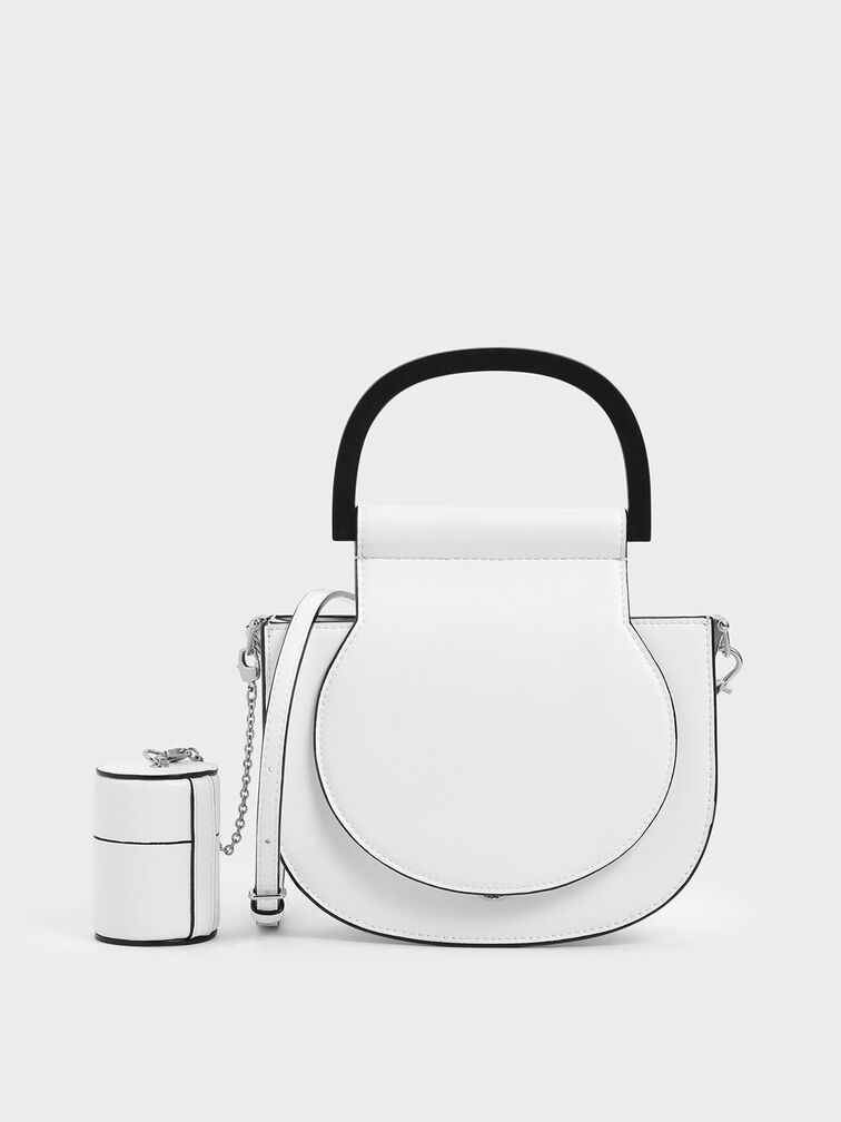 Mini Top Handle Saddle Bag, White, hi-res