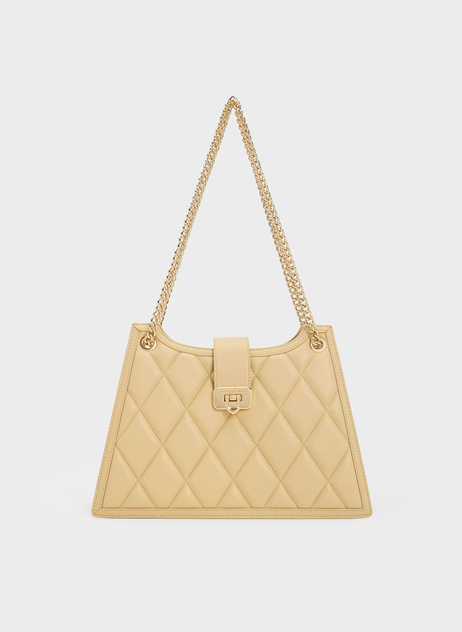 Cressida Quilted Trapeze Chain Bag, Beige, hi-res