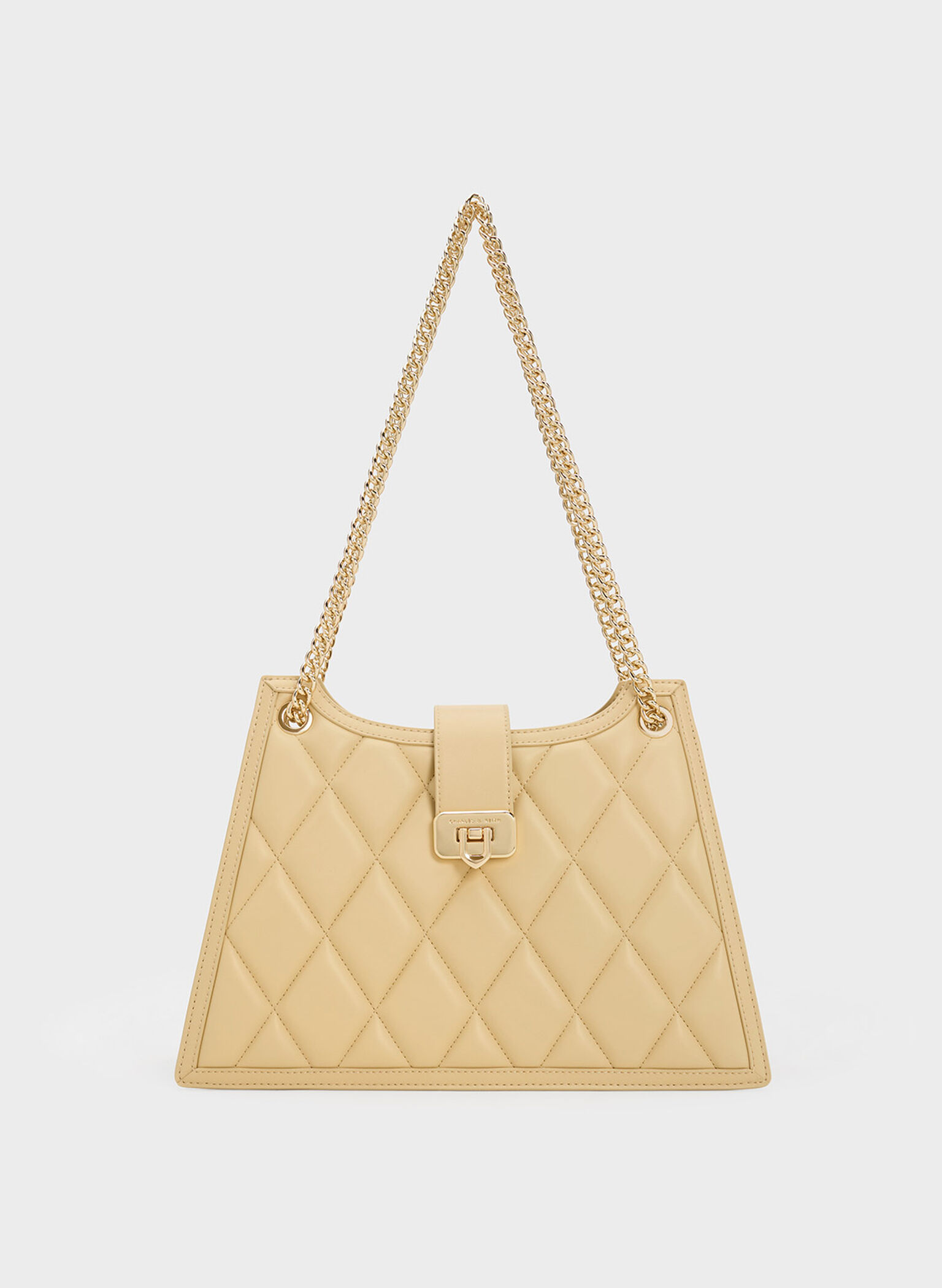 Cressida Quilted Trapeze Chain Bag, Beige, hi-res