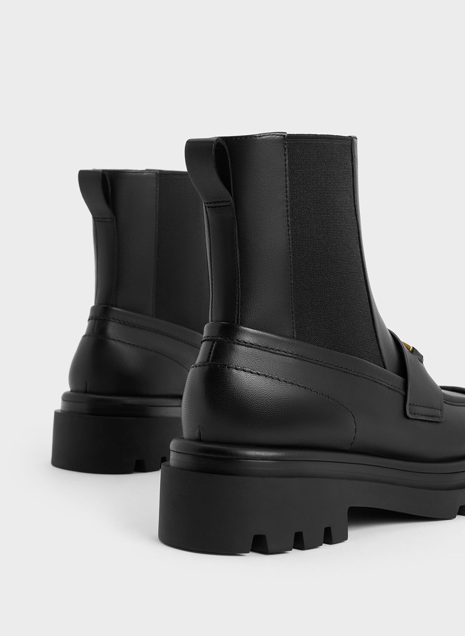 Gabine Leather Loafer Chelsea Boots, Black, hi-res