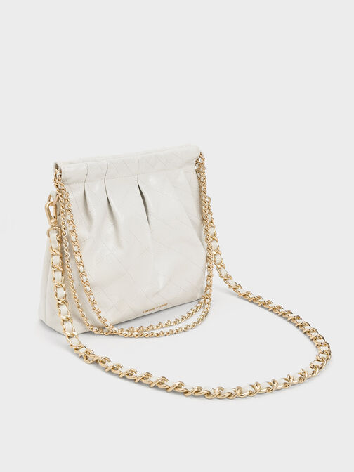 Duo Chain Handle Shoulder Bag, White, hi-res