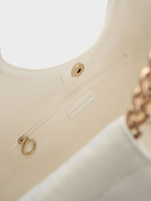Braided Handle Tote Bag, White, hi-res