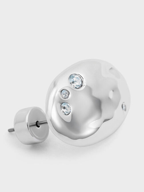 Ottilie Crystal Sculptural Stud Earrings, Silver, hi-res