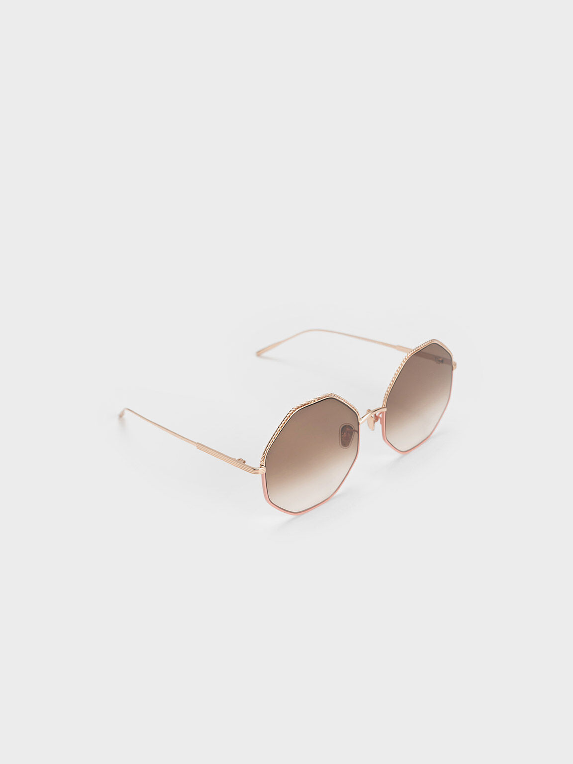 Hexagonal Wire Frame Sunglasses Pink