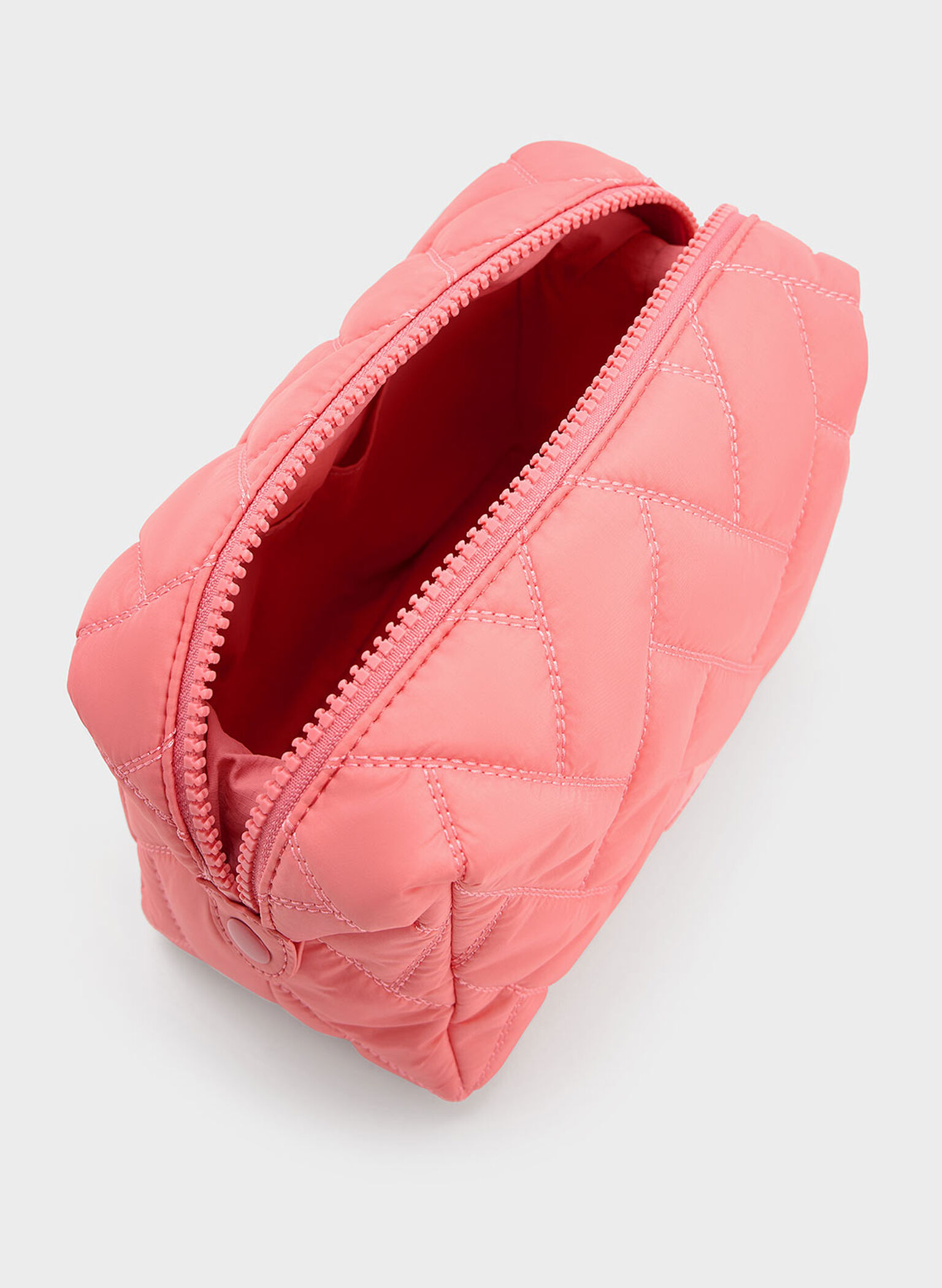 Nylon Chevron Pouch, Guava Pink, hi-res