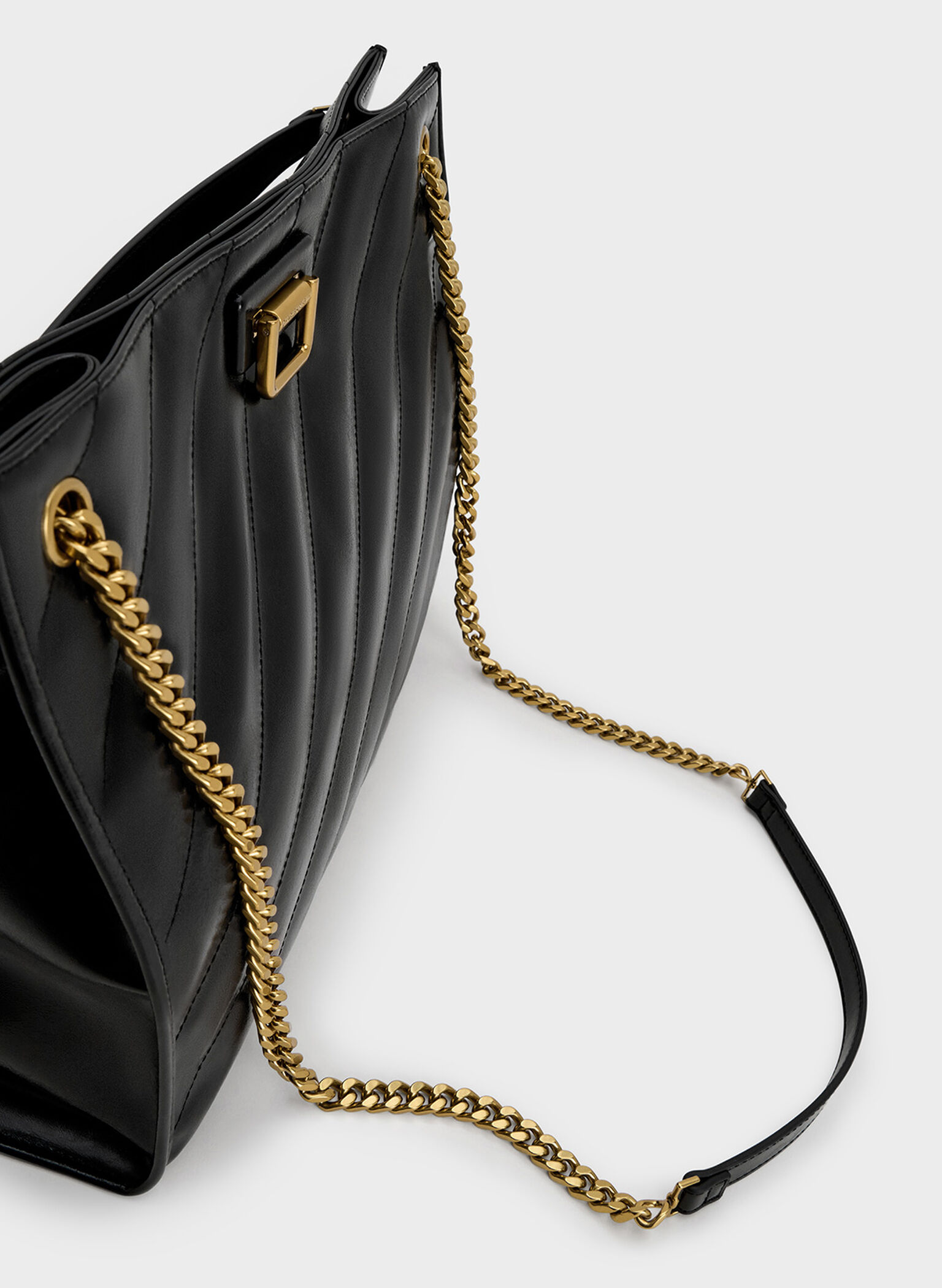 Neva Panelled Chain-Strap Tote Bag, Black, hi-res