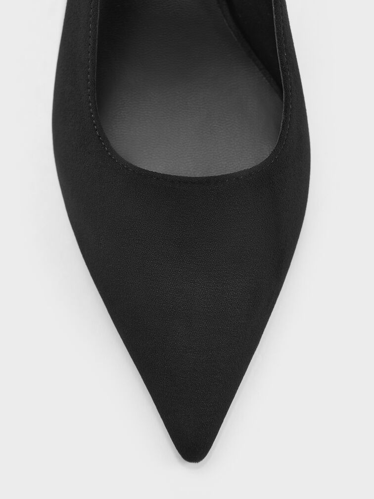 Kaia Faux Suede Pointed-Toe Slingback Pumps, Black Textured, hi-res