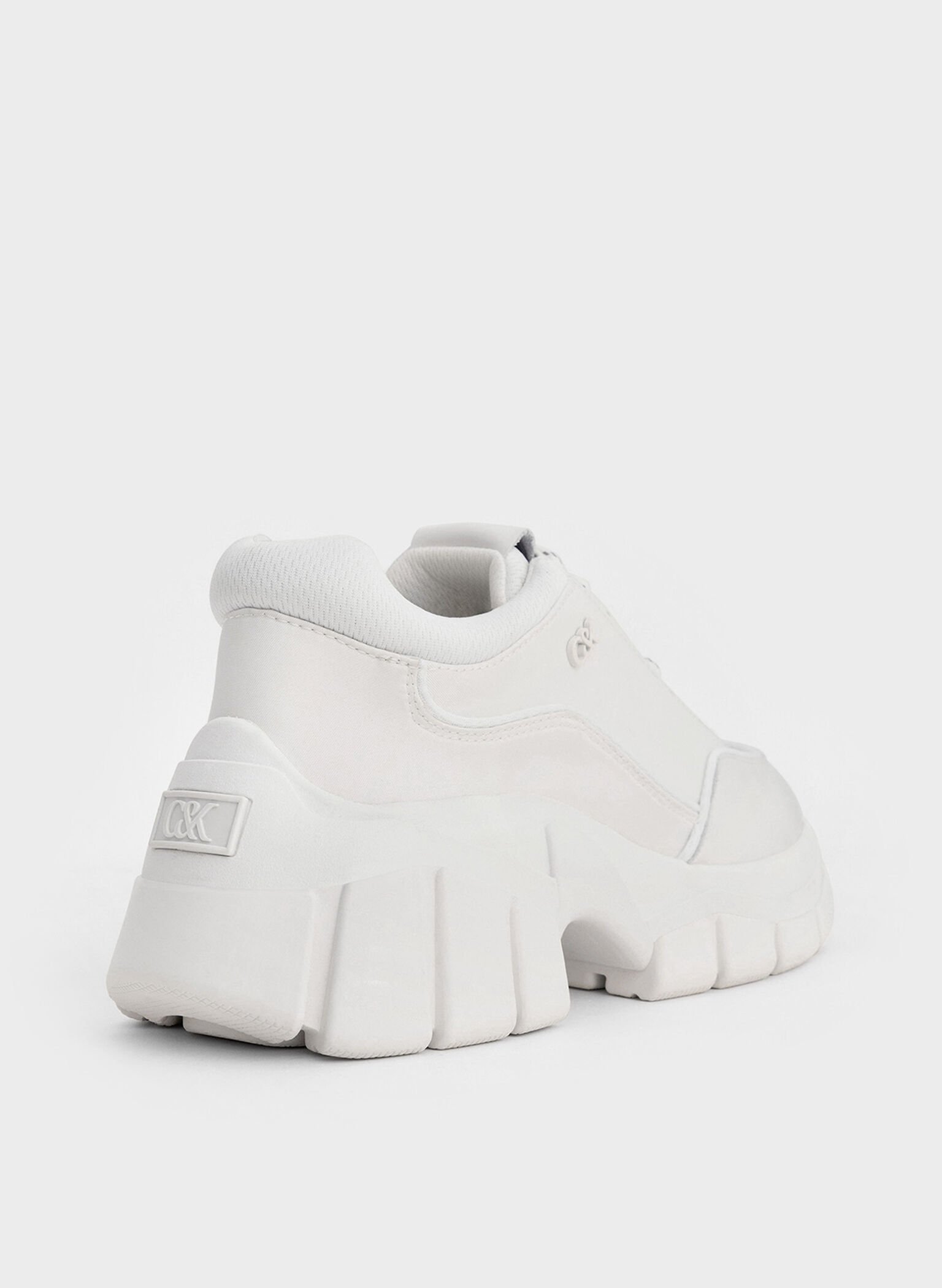 Yunna Leather & Recycled Fabric Chunky Sneakers, White, hi-res
