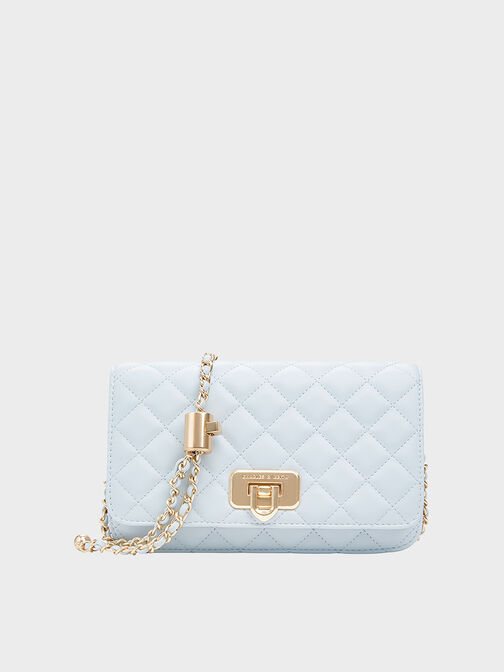 Cressida Quilted Push-Lock Clutch, Sea Salt Blue, hi-res