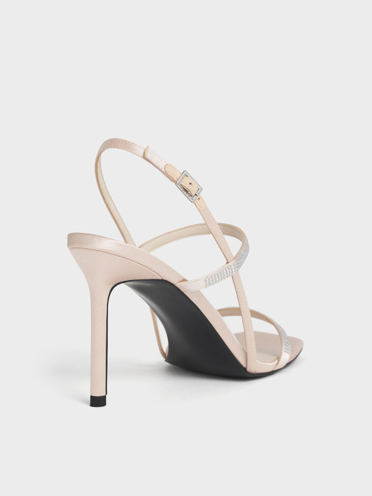 Arona Satin Crystal-Embellished Stiletto-Heel Sandals, Nude, hi-res