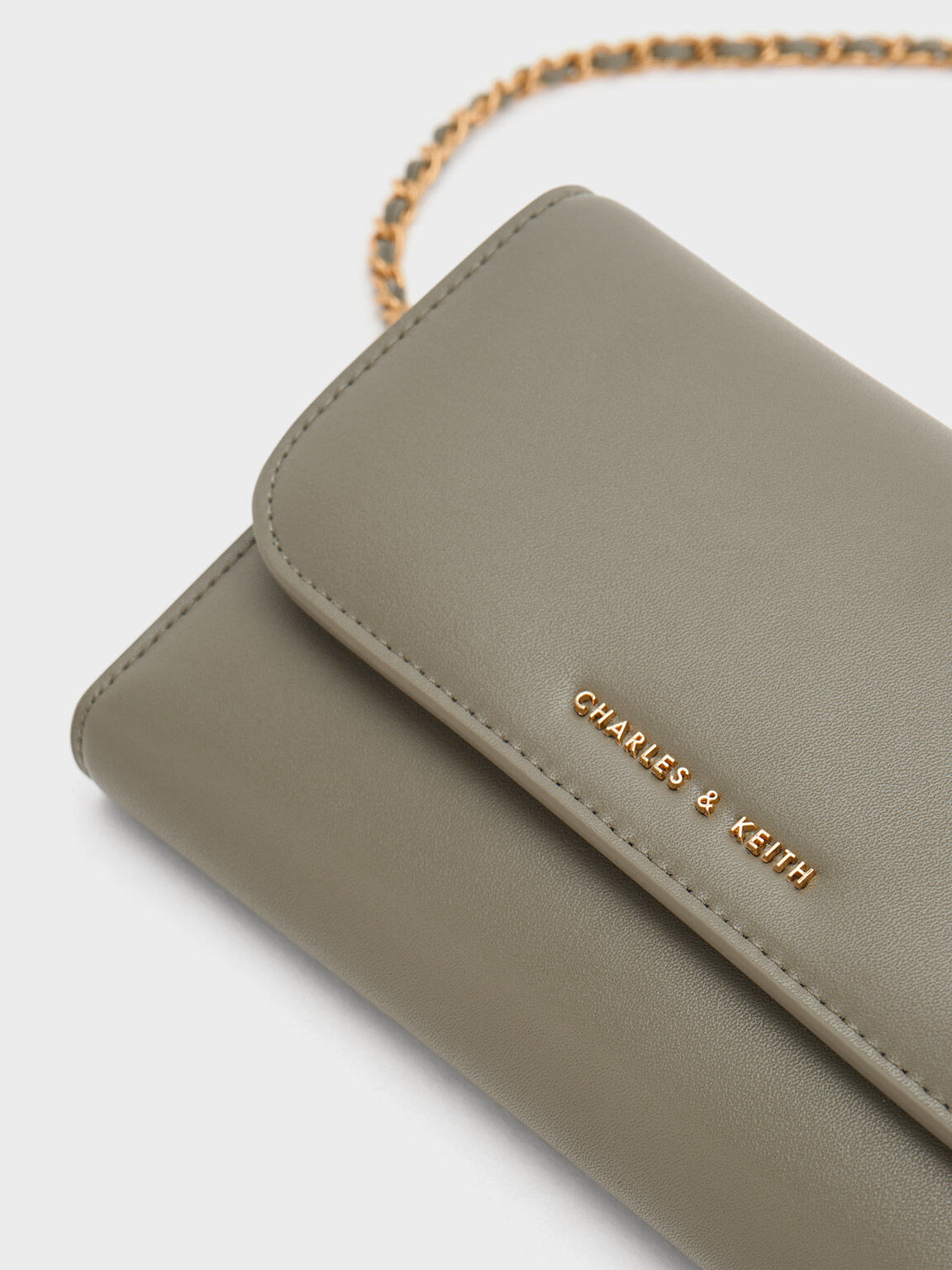 Magnetic Front Flap Long Wallet Khaki