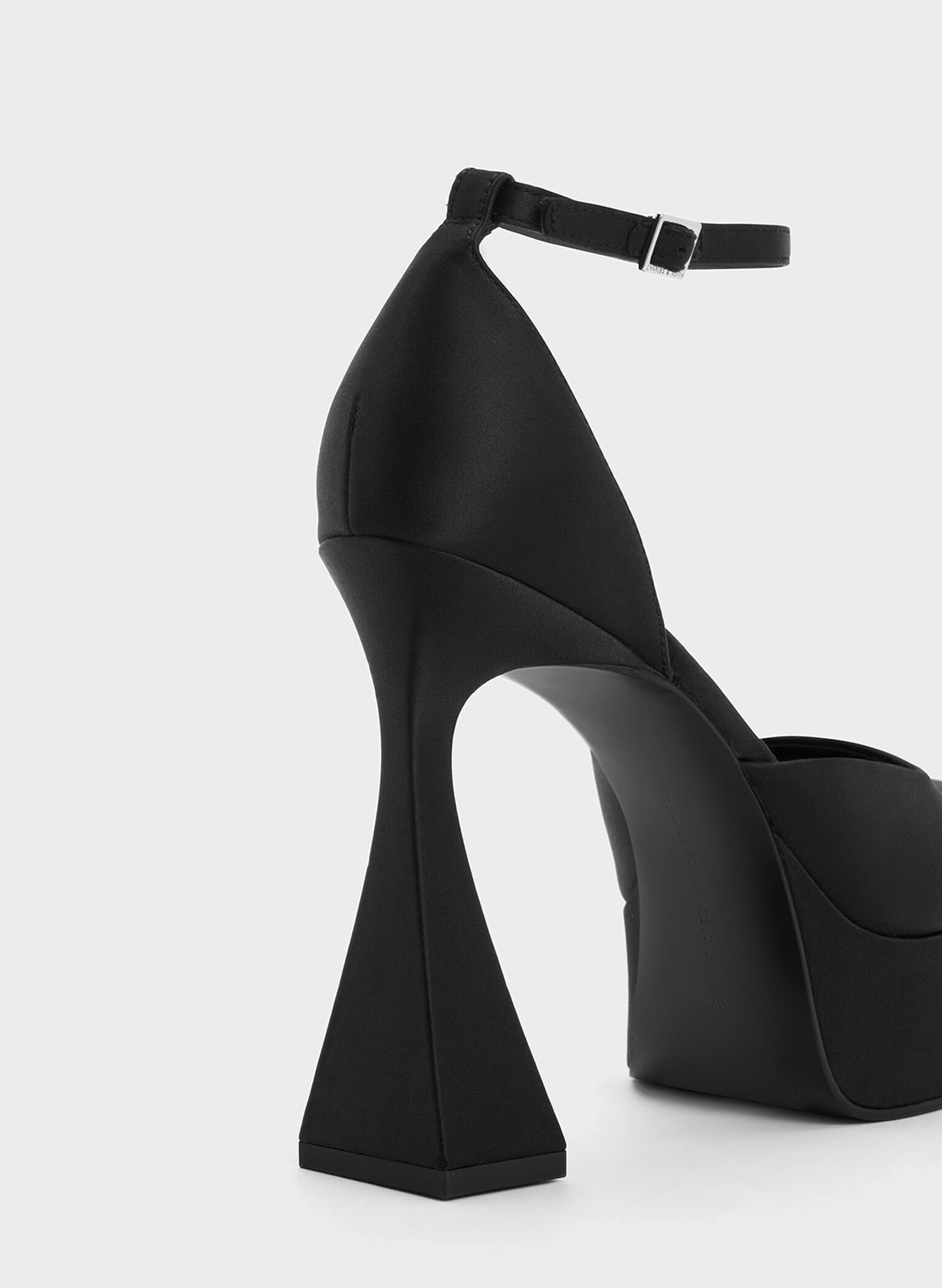 Recycled Polyester Flare Heel D'Orsay Pumps, Black, hi-res