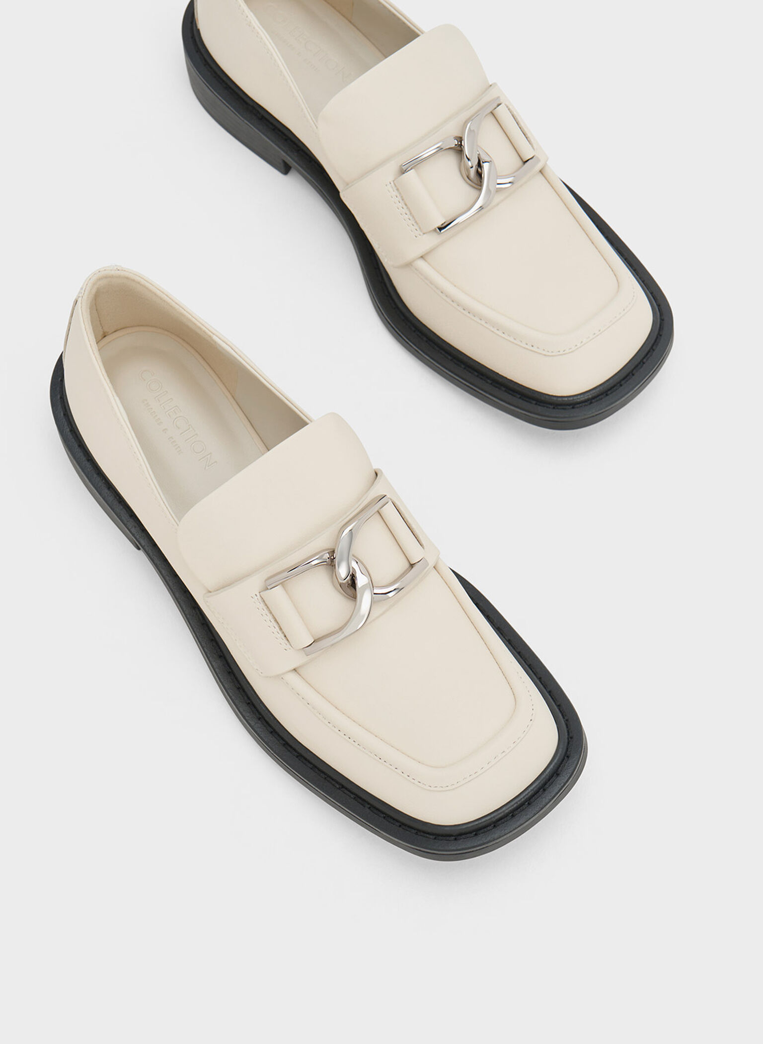 Gabine Leather Loafers, Chalk, hi-res
