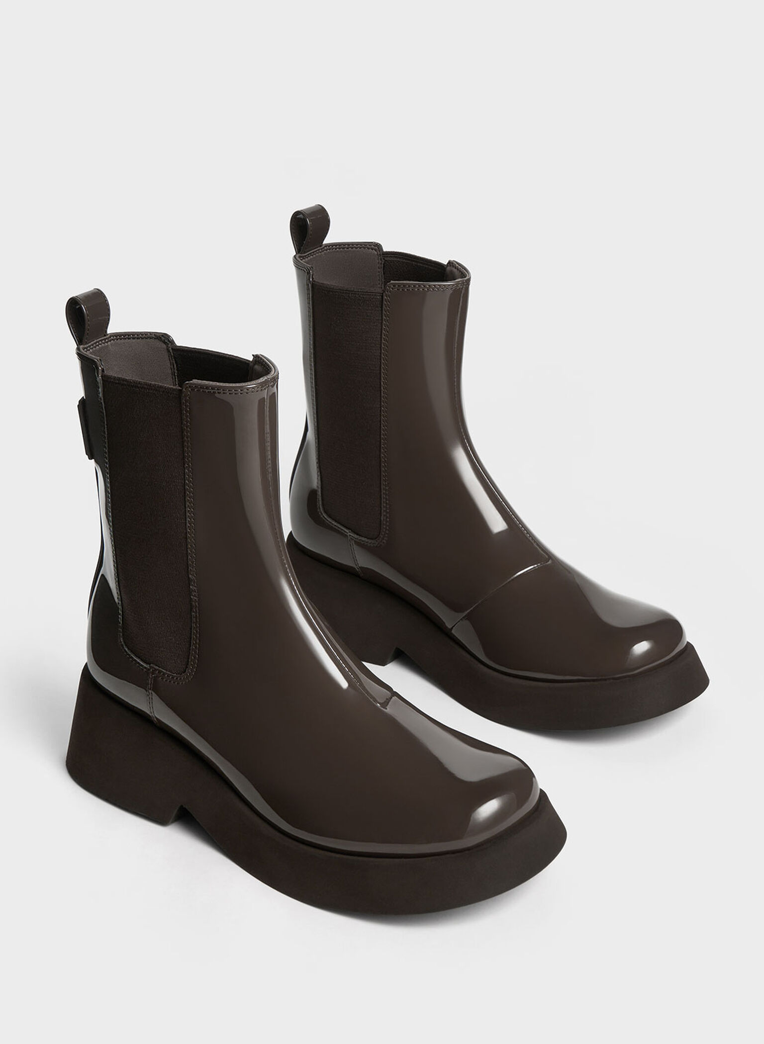 Giselle Patent Chelsea Boots, Brown, hi-res