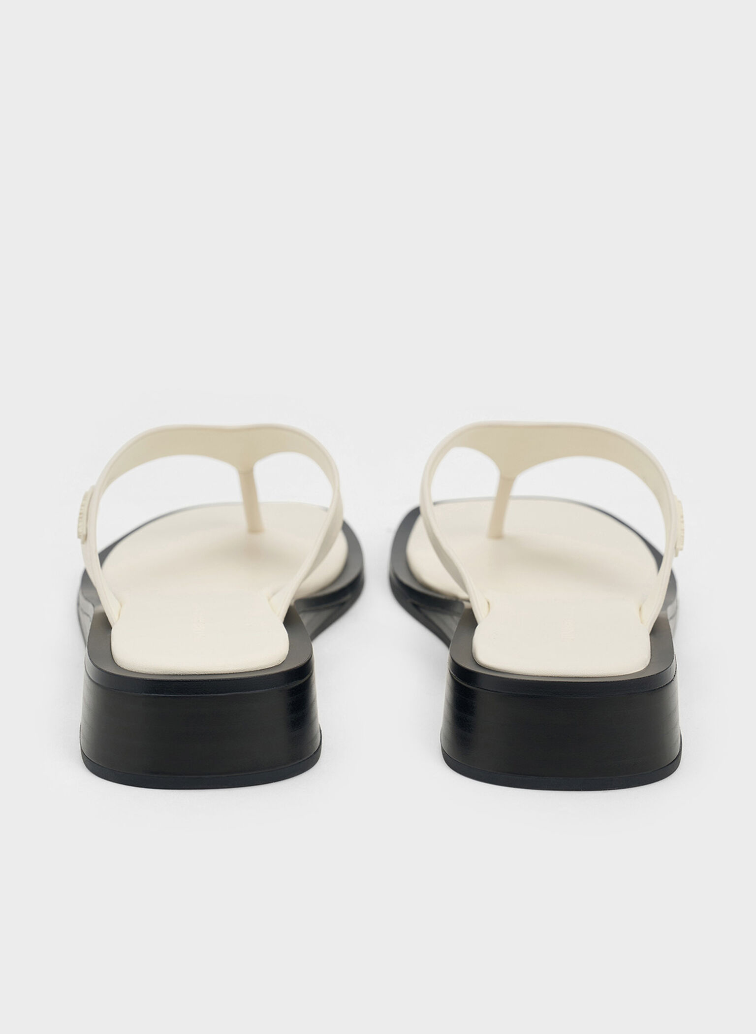 V-Strap Wedge Thong Sandals, Cream, hi-res