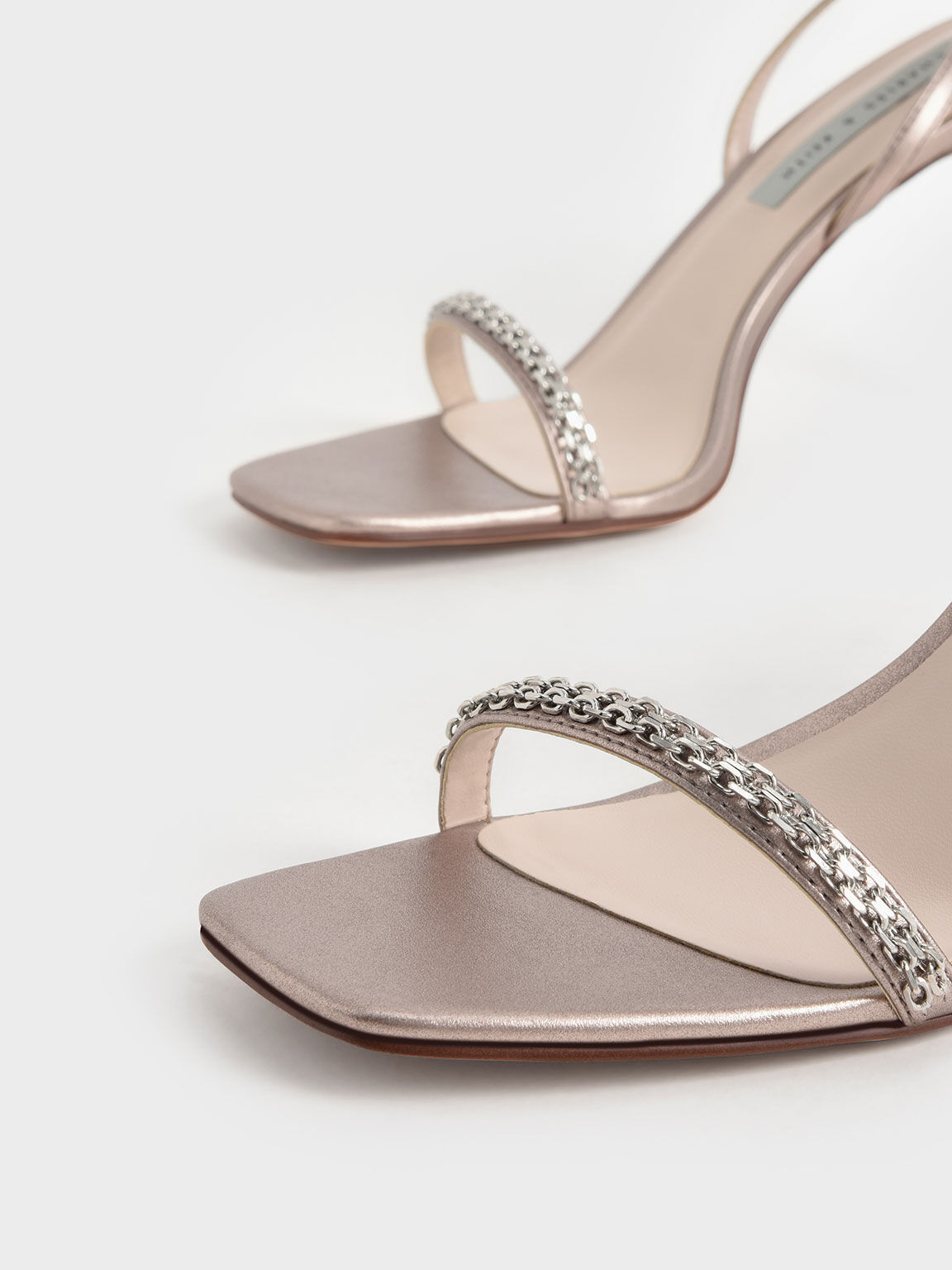 Metallic Accent Ankle-Strap Stiletto Sandals, Bronze, hi-res