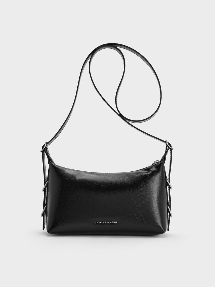 Bryna Belted Shoulder Bag, Noir, hi-res