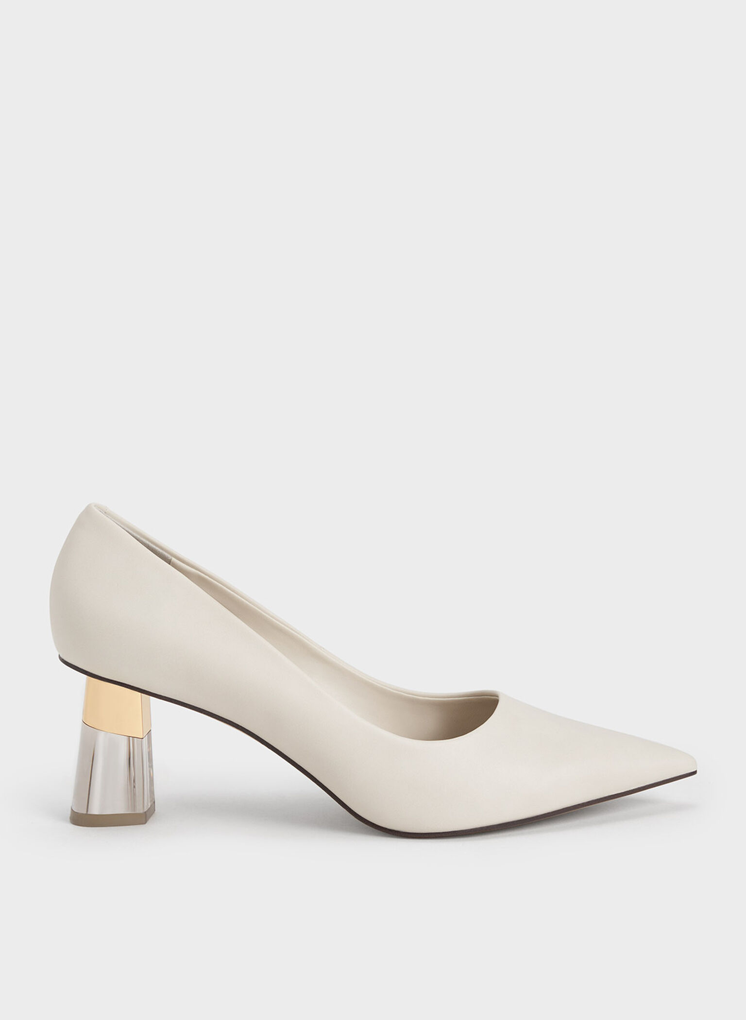 Metallic Accent Clear Heel Pumps, Chalk, hi-res