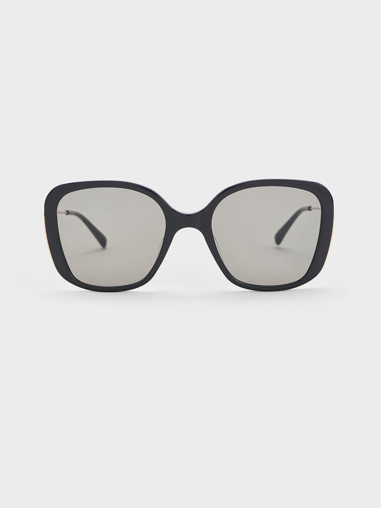 Renee Recycled Acetate Butterfly Sunglasses, Black, hi-res
