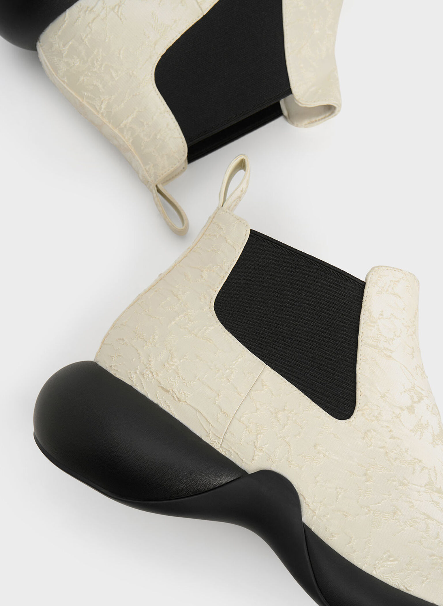 Hallie Textured Ankle Boots, White, hi-res