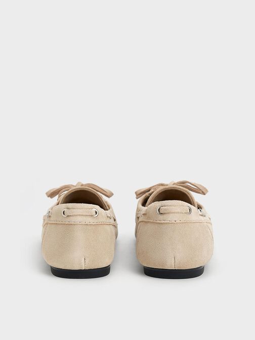 Kori Suede Boat Shoes, Beige, hi-res