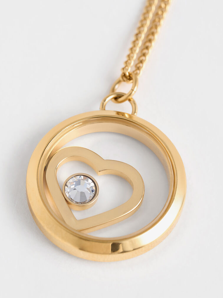 Malorie Crystal Heart Necklace, Gold, hi-res
