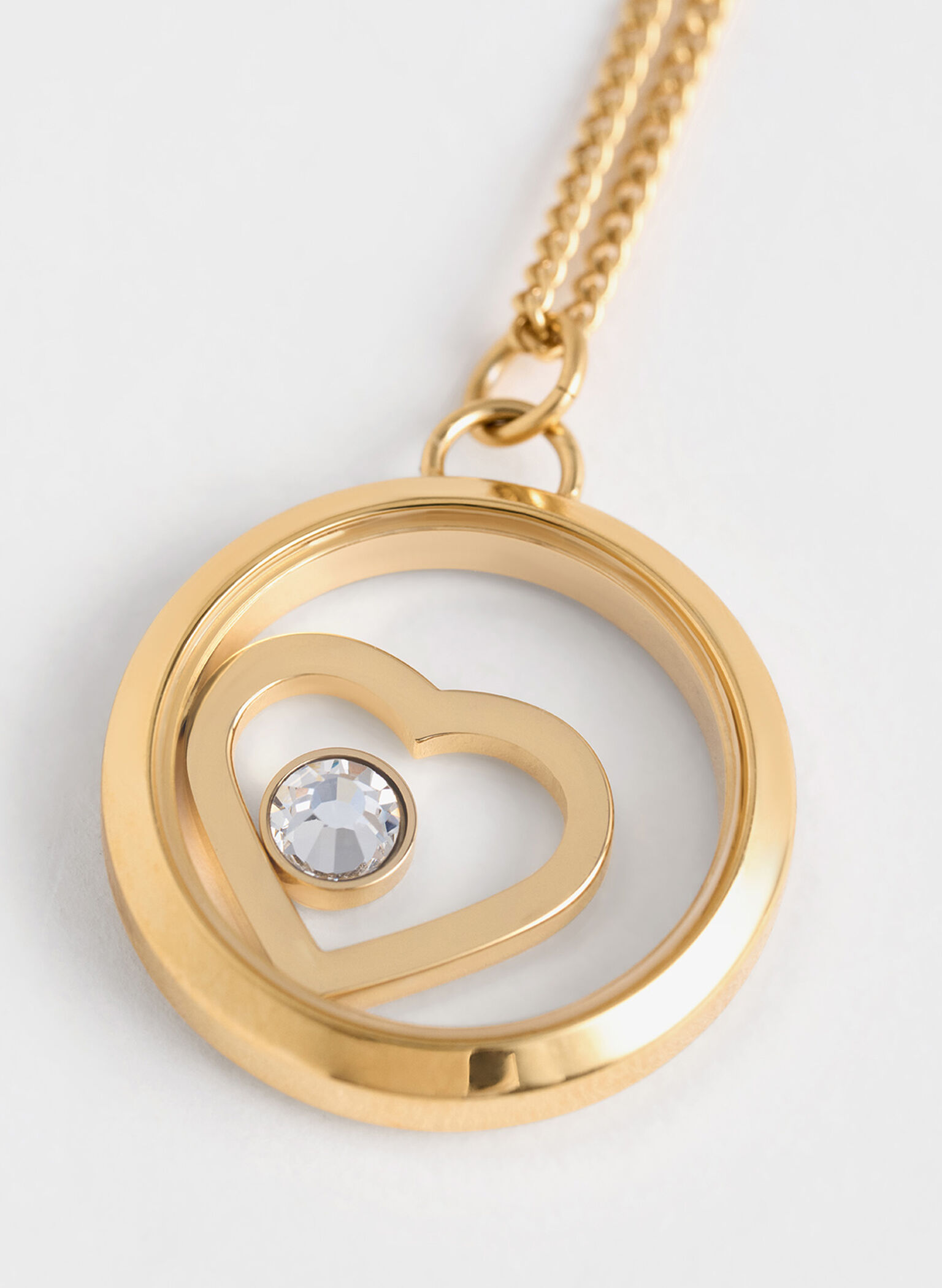 Malorie Crystal Heart Necklace, Gold, hi-res