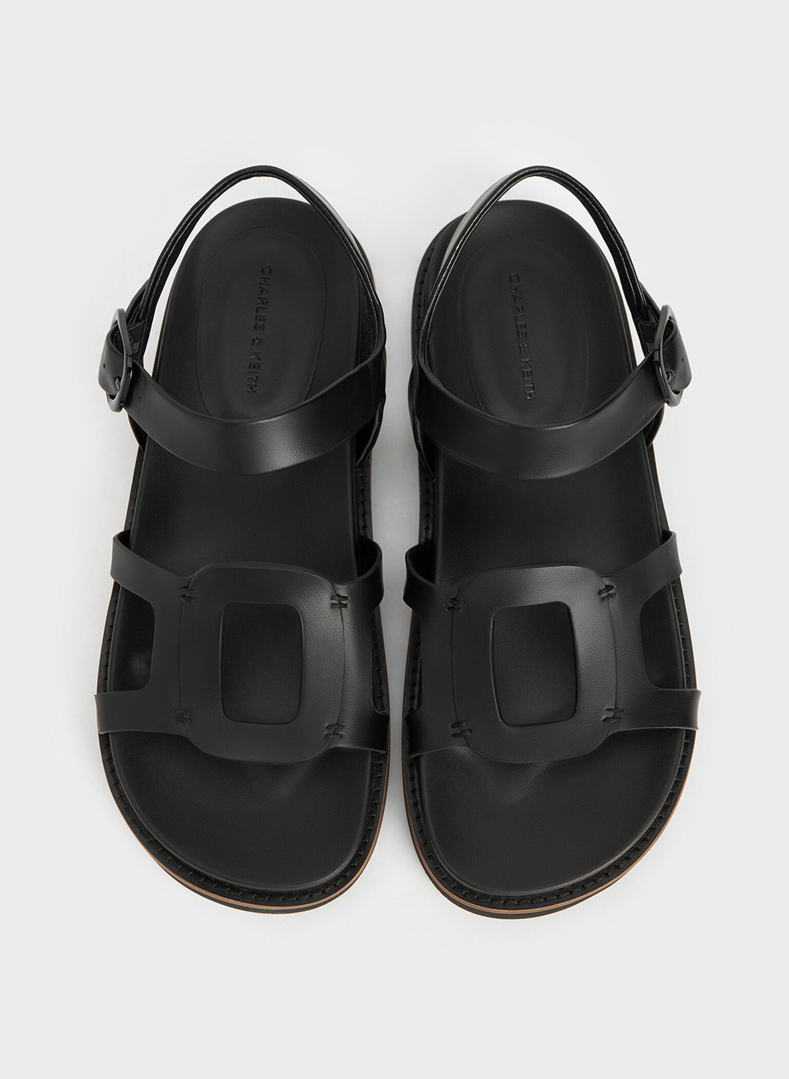 Easley Cut-Out Buckled Sandals, Black, hi-res