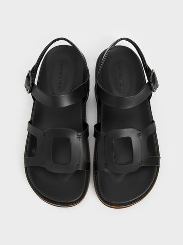 Easley Cut-Out Buckled Sandals, Black, hi-res