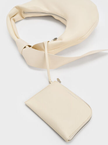 Toni Knotted Crescent Hobo Bag, Chalk, hi-res