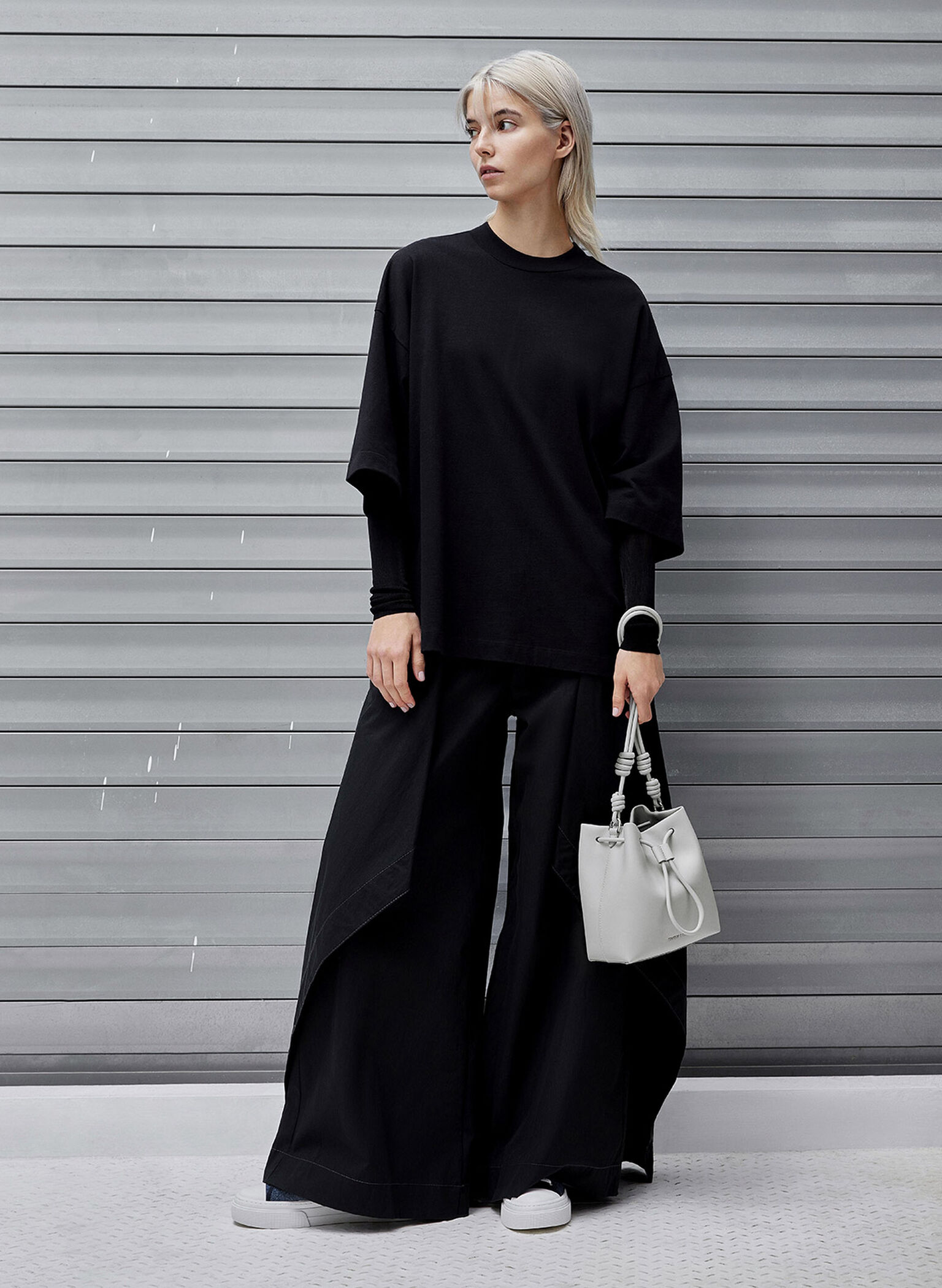 Leia Knotted Bucket Bag, Grey, hi-res