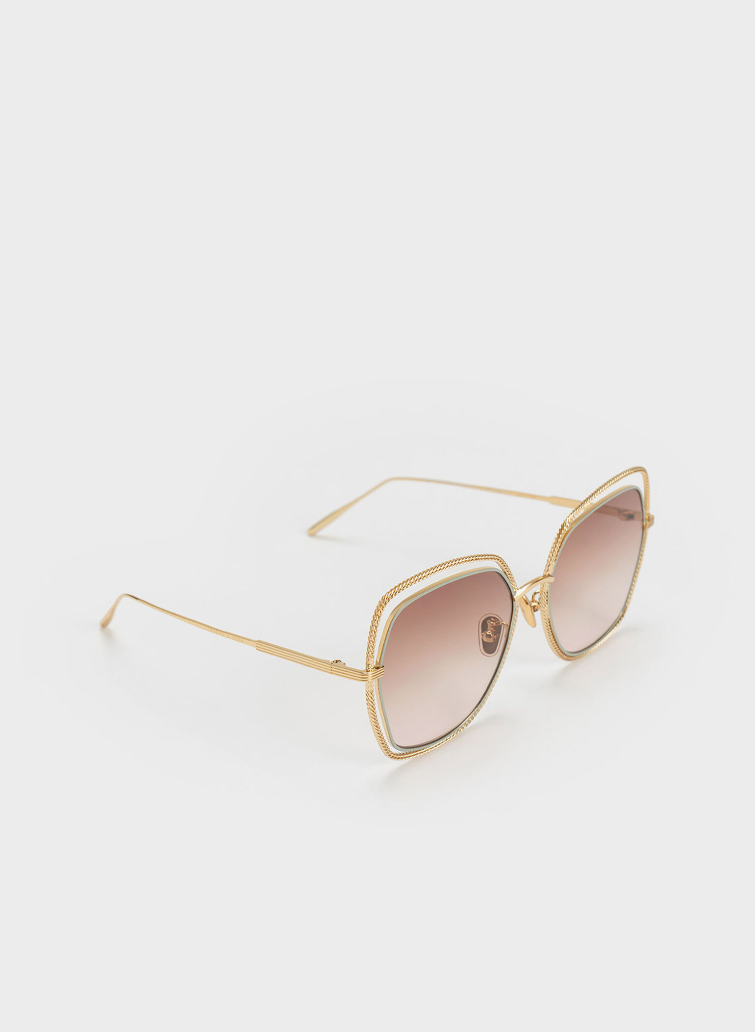 Cut-Out Double-Frame Butterfly Sunglasses, Mint Green, hi-res