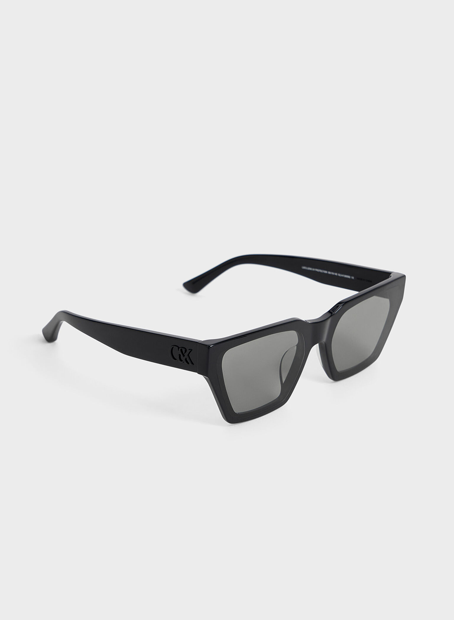 Recycled Acetate Angular Sunglasses, Jet Black, hi-res