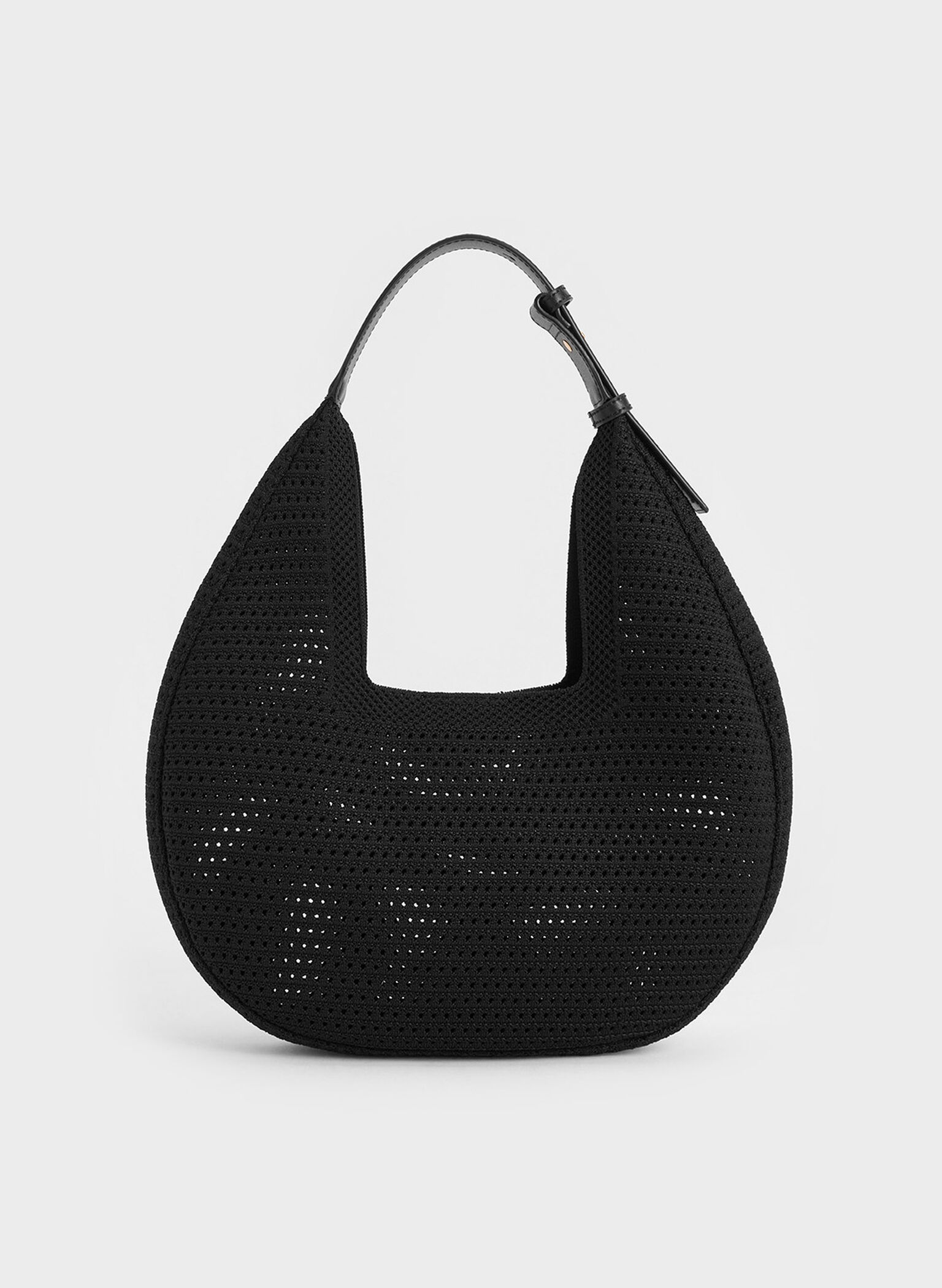 Ida Knitted Hobo Bag, Black, hi-res